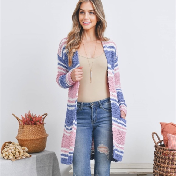 PINK COMBO CARDIGAN SWEATER - Picture 7 of 12